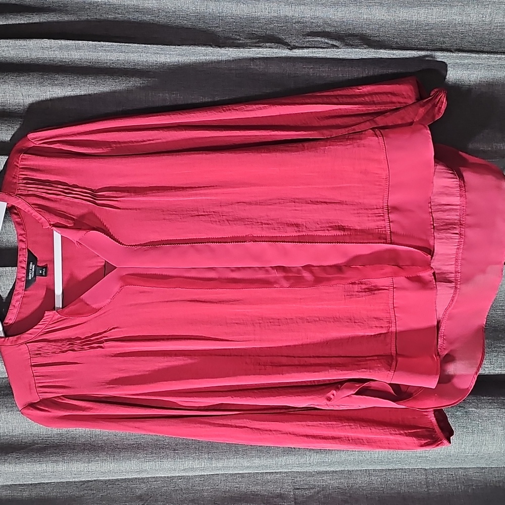 Simply Vera Wang Tunic Work Office Blouse Top - Raspberry Size M